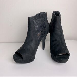Peep Toe Mesh Heel Booties Size 7.5